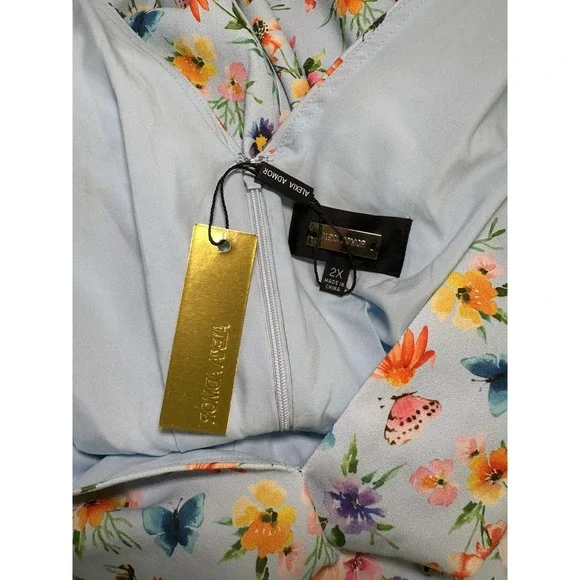 Alexia Admor Womens August Midi Dress Halogen Garden V-neck Plus Size 2X‎ #11 - Picture 5 of 11